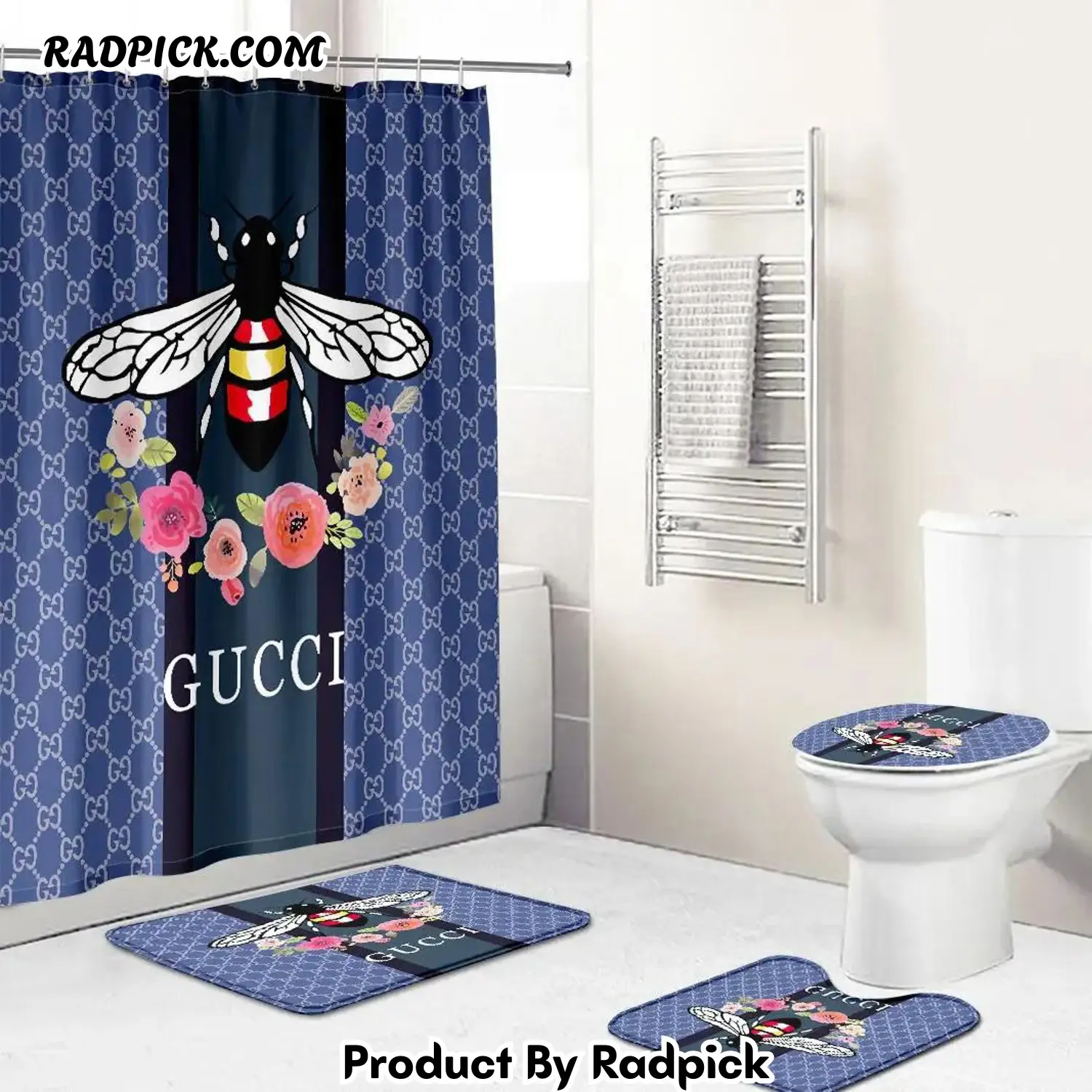 Gucci bee purple gc logo luxury bathroom set shower curtain 181 bathroom set rp387784
